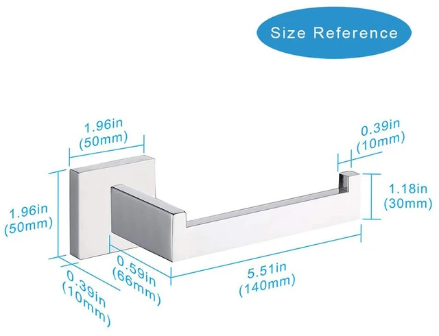 Alt view image 6 of 7 - Polished Chrome Toilet Paper Holder SUS304 Stainless Steel, Modern Square Half Open Bathroom 5 inch TP Holder Wall Mount Rustfree Tissue Roll Dispenser for Washroom Kitchen 2 Pack
