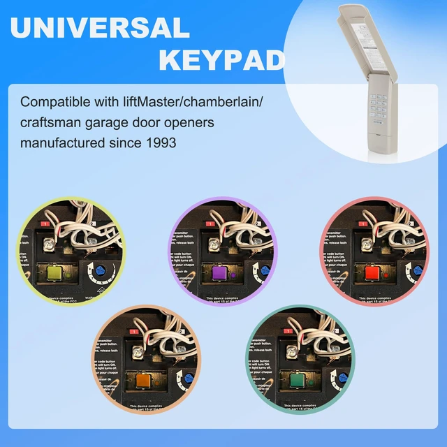 Alt view image 2 of 7 - 877lm for liftmaster Garage Door Opener Keypad Universal Universal Garage Door Opener Keypad 878max 877max 977lm 377lm 66lm G940EV-P2 CMXZDCG440
