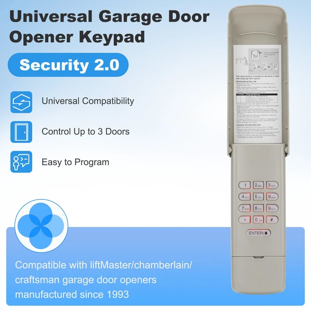 Alt view image 5 of 7 - 877lm for liftmaster Garage Door Opener Keypad Universal Universal Garage Door Opener Keypad 878max 877max 977lm 377lm 66lm G940EV-P2 CMXZDCG440
