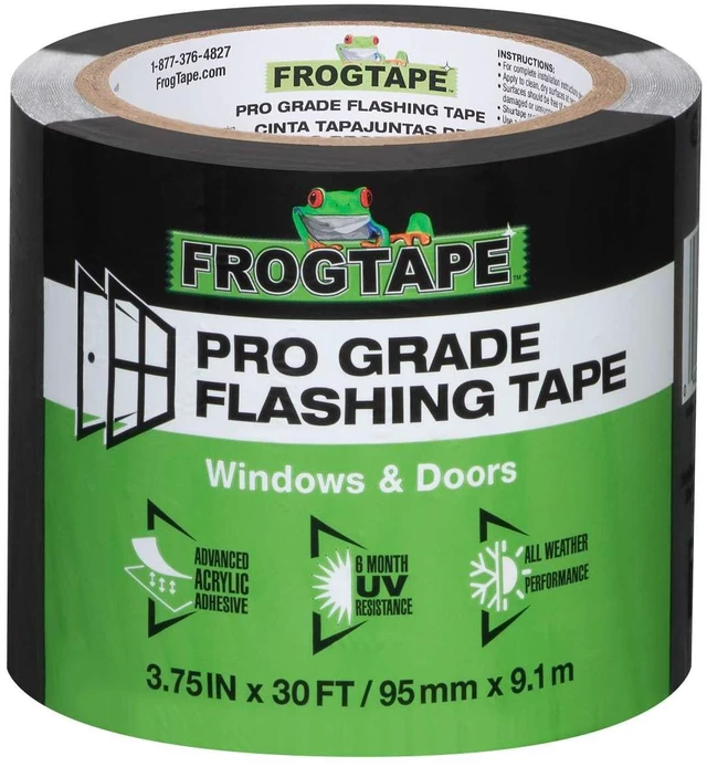 Main image of Pro Grade Flashing Tape for Windows & Doors, 3.75 Inch Width - 30 Foot Roll, All Weather & UV Resistant Flashing Tape with Advanced Acrylic Adhesive - 10 mils - Black
