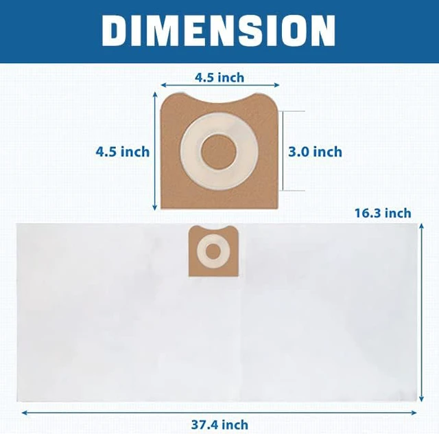 Alt view image 3 of 6 - VF5000 3-Layer Pleated Paper Vacuum Filter for RIDGID 5-20 Gallon Vacuums with VF3502 Replacement Vacuum Bags Compatible with Ridgid Wet/Dry Vacuum 12-16 Gallon, 2+2PACK