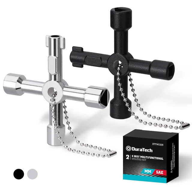 Main image of 4 Way Utility Key, 2-Pack Multi-functional Water Key Set, For Valve, Faucet, and Spigots