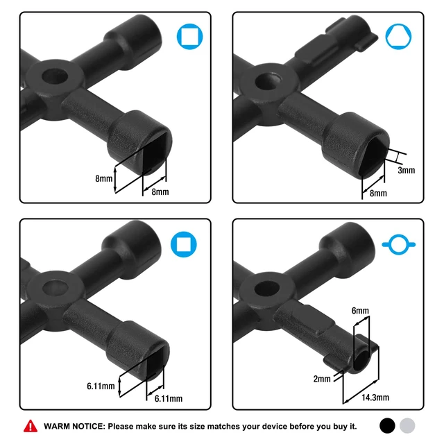 Alt view image 2 of 7 - 4 Way Utility Key, 2-Pack Multi-functional Water Key Set, For Valve, Faucet, and Spigots