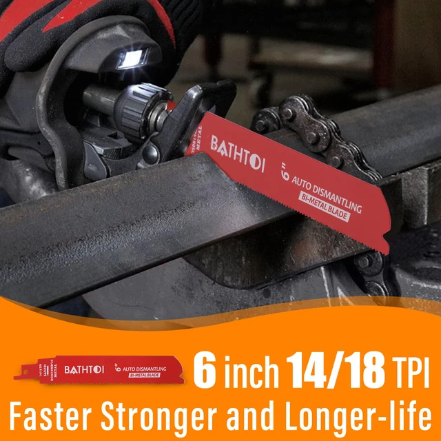 Alt view image 3 of 6 - 25 Pack 6 Inch 14/18 Tpi Reciprocating Saw Blades for Metal Cutting for Automobile Dismantling, Bi-Metal Sawzall Blades, Dual Tooth Design, with 8% Cobalt, Longer Life & Faster Cutting Speed