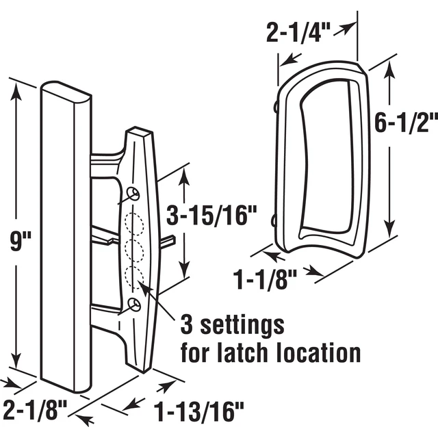 Alt view image 2 of 5 - C 1131 Sliding Glass Door Handle Set, 3-15/16" Hole Spacing