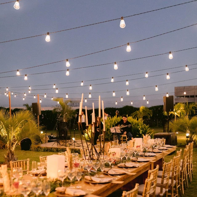 Alt view image 6 of 7 - 100FT Solar String Lights, Outdoor with Remote 30+2 ST38 LED Waterproof Remote Control Solar Lights Porch Garden Market Bistro Patio Backyard Fence