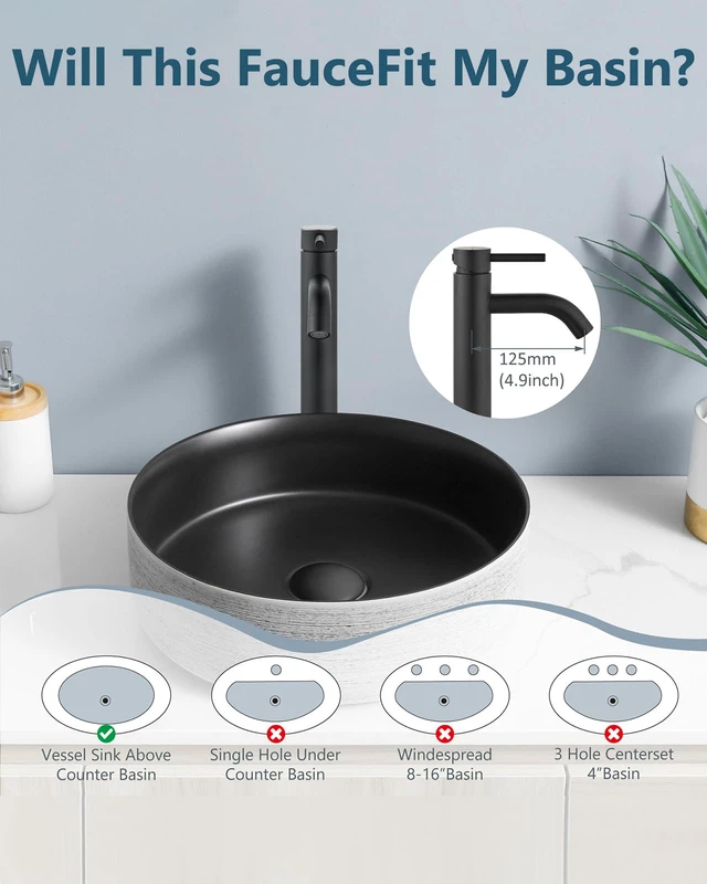 Alt view image 3 of 7 - Matte Black Vessel Sink Faucet Bathroom Faucet Tall Stainless Steel Bathroom Sink Faucet Single Handle One Hole Round Body with Pop up Drain Basin Bowl Vanity Lavatory Mixer Tap