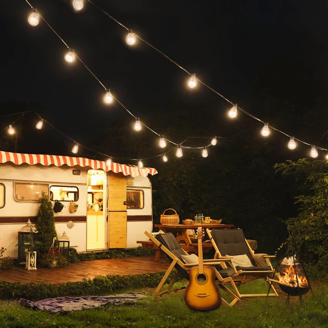 Alt view image 7 of 7 - 100FT Solar String Lights, Outdoor with Remote 30+2 ST38 LED Waterproof Remote Control Solar Lights Porch Garden Market Bistro Patio Backyard Fence