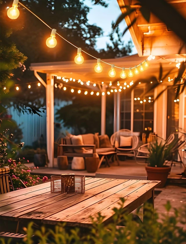 Alt view image 6 of 7 - 25FT Solar String Lights with Remote, 3 Modes, 11 G40 Bulbs, White Solar Powered, Dusk to Dawn, Dimmable, Timer, Memory Function, LED Globe Hanging Lights for Garden Party Fence Decor