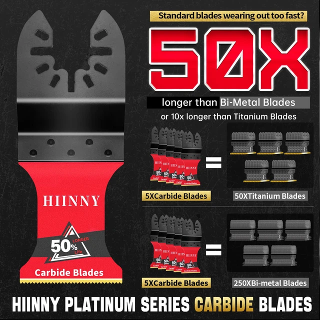 Alt view image 4 of 7 - 16PCS Titanium and Carbide Oscillating Tool Blades, Heary Duty for Hard Material,Professional Universal Oscillating Saw Blades Multitool Blades Kits for Metal Wood Dewalt Milwaukee Ryobi Fein
