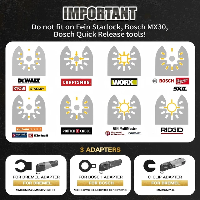 Alt view image 6 of 7 - 16PCS Titanium and Carbide Oscillating Tool Blades, Heary Duty for Hard Material,Professional Universal Oscillating Saw Blades Multitool Blades Kits for Metal Wood Dewalt Milwaukee Ryobi Fein