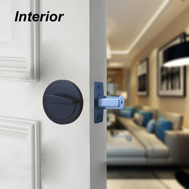 Alt view image 4 of 6 - 1 Side Keyed Deadbolt Lock,Single Cylinder Dead Bolt, Matte Black Round Exterior Keyed Front Entry Inside Door Deadbolt, 2 Pack