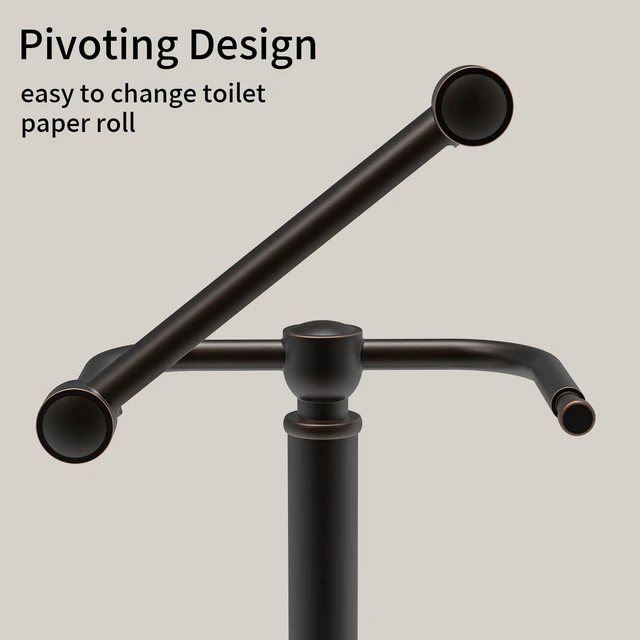 Alt view image 3 of 6 - Toilet Paper Holder Stand, Freestanding Toilet Paper Holder,Farmhouse Post Pivoting Toilet Paper Stand with Stable Weighted Base,Stainless Steel Tissue Roll Holder Stand for Bathroom,Oil Rubbed Bronze