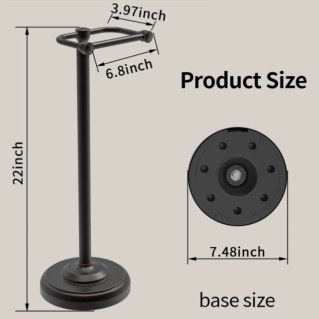 Alt view image 2 of 6 - Toilet Paper Holder Stand, Freestanding Toilet Paper Holder,Farmhouse Post Pivoting Toilet Paper Stand with Stable Weighted Base,Stainless Steel Tissue Roll Holder Stand for Bathroom,Oil Rubbed Bronze
