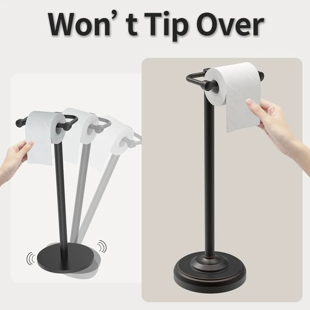 Alt view image 6 of 6 - Toilet Paper Holder Stand, Freestanding Toilet Paper Holder,Farmhouse Post Pivoting Toilet Paper Stand with Stable Weighted Base,Stainless Steel Tissue Roll Holder Stand for Bathroom,Oil Rubbed Bronze