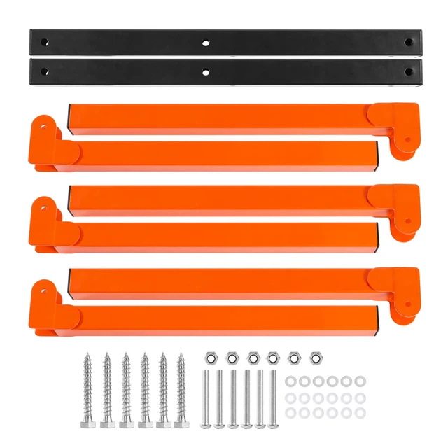 Alt view image 7 of 7 - Wall Mount Wood Organizer and Lumber Storage Rack with 3-Level Garage Metal Wood Storage Rack for Indoor & Outdoor Use, Orange 2 Pack