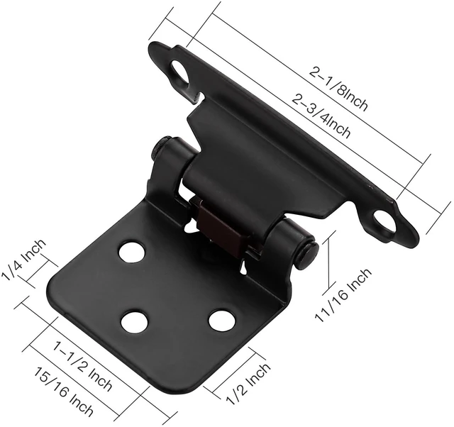 Alt view image 3 of 7 - Black Kitchen Cabinet Hinges, 1/2 Inch Overlay, 60 Pack Self-Closing Design, Semi Wrap Around Hinge,for Face Frame Cupboard, Matte Black Face Mount Cabinet Hardware,with Screwdriver