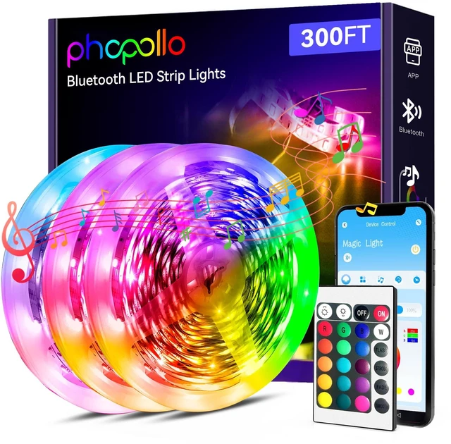 Main image of Bluetooth 24V Led Strip Lights 300ftLED Lights for Bedroom (3 Rolls of 100ft), Color Changing LED Lights for Bedroom, Kitchen Decor, App Control and Music Sync