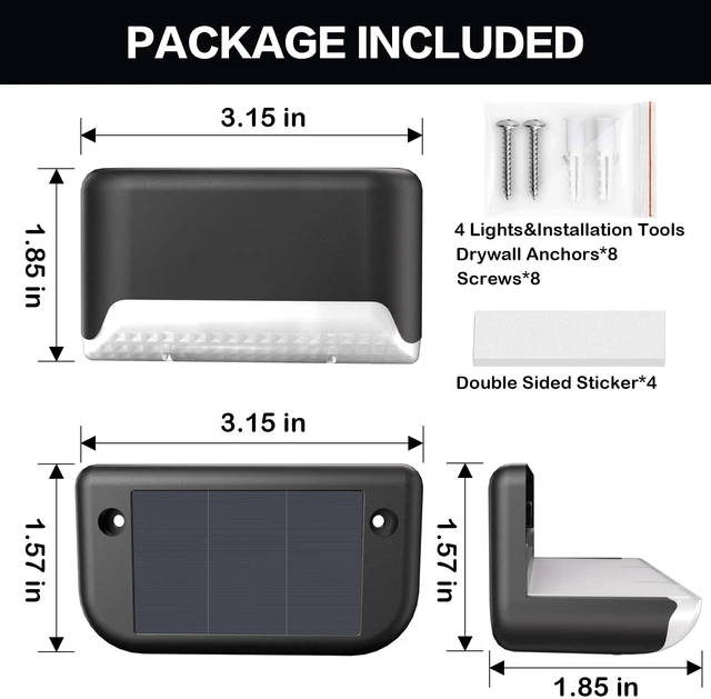 Alt view image 4 of 7 - Solar Deck Lights Outdoor, 12Pcs Solar Step Lights, Waterproof LED Solar Lights for Outdoor Stairs, Step, Fence, Yard, Patio, Railing, Garden and Pathway