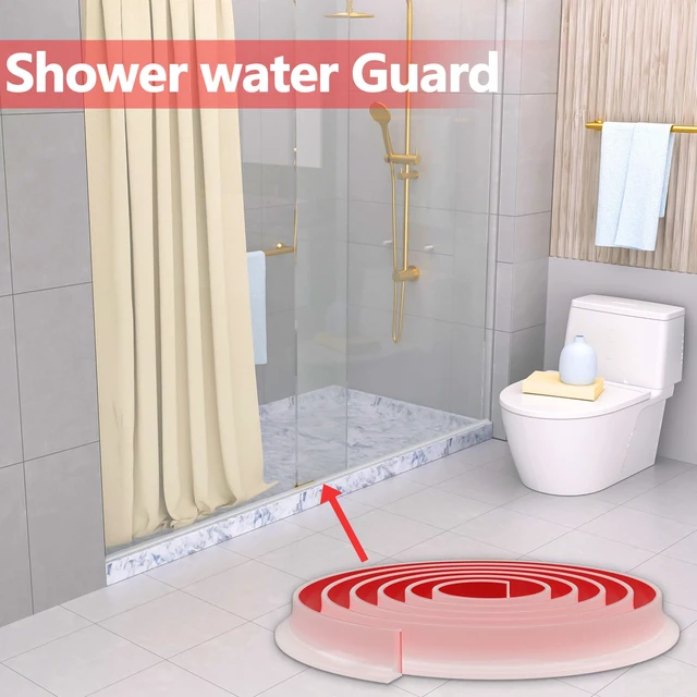 Alt view image 7 of 7 - New Collapsible Shower Threshold Water Dam, Self Adhesive Silicone Waterproof Barrier Bathroom and Kitchen Water Strip Dam Shower Guard for Dry And Wet Separation Caulk Seal Strip Edge Trim(TM)