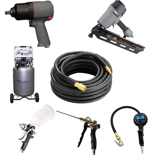 Alt view image 7 of 7 - 2-Set Hybrid Air Hose, 3/8-Inch by 25 Feet Air compressor Hose,Heavy Duty, Lightweight, Kink Resistant, All-Weather Flexibility with 1/4" Quick Coupler Fittings, Bend Restrictors,300PSI,Black