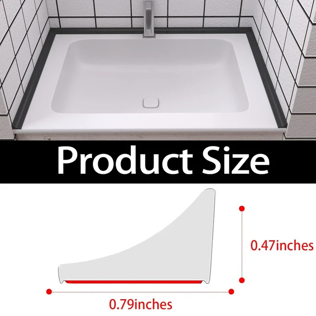 Alt view image 2 of 7 - Silicone Shower Threshold Water Dam Barrier, 67 Inch, Black Self-Adhesive Glass Shower Door Bootom Seal Strip, Shower Water Guard Blocker for Walk in Bathroom, Kitchen