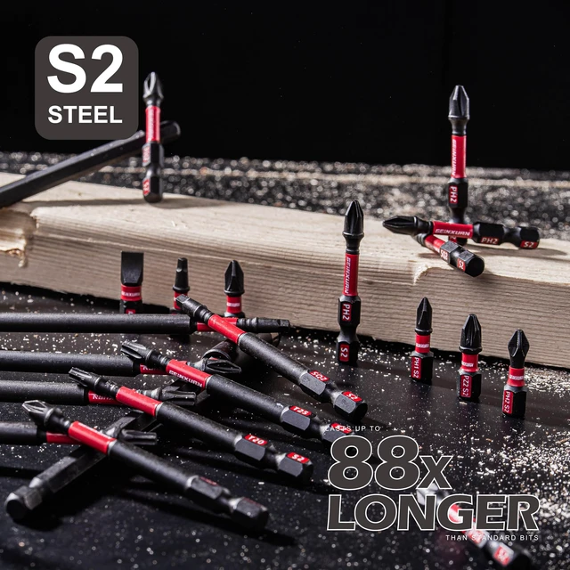 Alt view image 4 of 7 - Impact Tough Phillips Square Torx 2 in. Insert Driver Bits, 40Pack Bulk T20/T25/PH2/SQ2 Screwdriver Power Bits Set