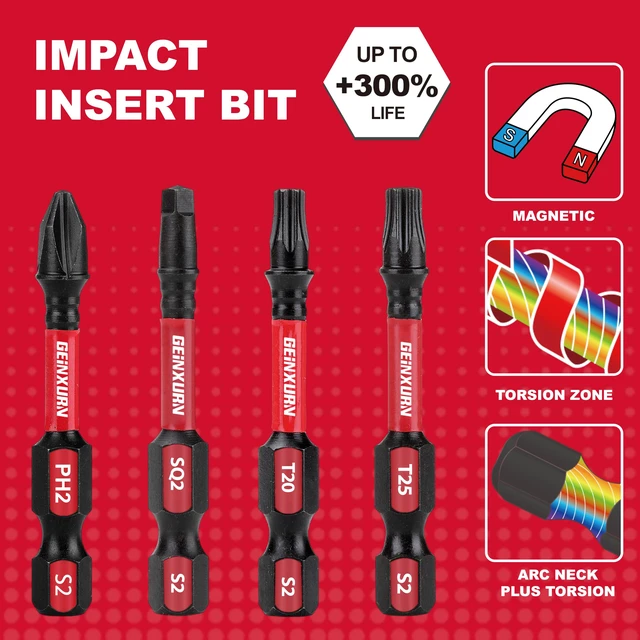 Alt view image 5 of 7 - Impact Tough Phillips Square Torx 2 in. Insert Driver Bits, 40Pack Bulk T20/T25/PH2/SQ2 Screwdriver Power Bits Set