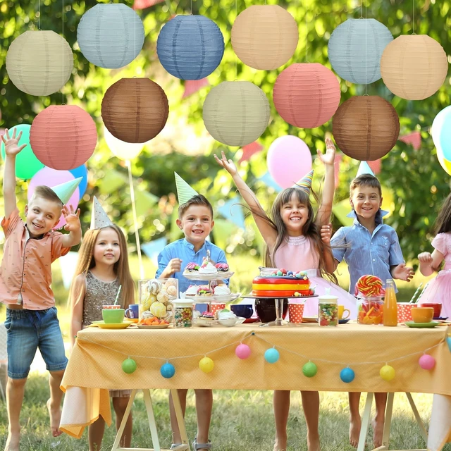 Alt view image 6 of 7 - 12 Pcs 10" Oh Happy Day Boho Paper Lanterns Party Classroom Decor Back to School Classrooms Decorations, Hanging Lanterns for Birthday Wedding Ceiling, Round Paper Decor, Assorted Colors