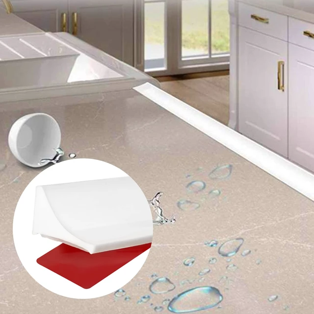 Alt view image 3 of 7 - New Collapsible Shower Threshold Water Dam, Self Adhesive Silicone Waterproof Barrier Bathroom and Kitchen Water Strip Dam Shower Guard for Dry And Wet Separation Caulk Seal Strip Edge Trim(White)