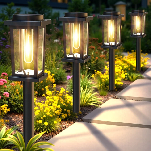Main image of Solar Pathway Lights Outdoor, 12 Pack Solar Powered Garden Lights Waterproof, Auto On/Off Outdoor Landscape Lights for Patio, Walkway, Driveway, Lawn, Pool Decor. (Warm White)