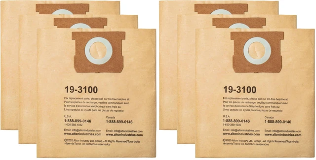Main image of Filter Bag 19-3100,for 5-8 Gallon Wet/Dry Vacuum,Compatible with SL18115 SL18115P SL18116 SL18116P SL18117 SL18701P-10A SL18410P-5A SL18410-5B and Porter-Cable PCX18406-5B,(Pack of 6)