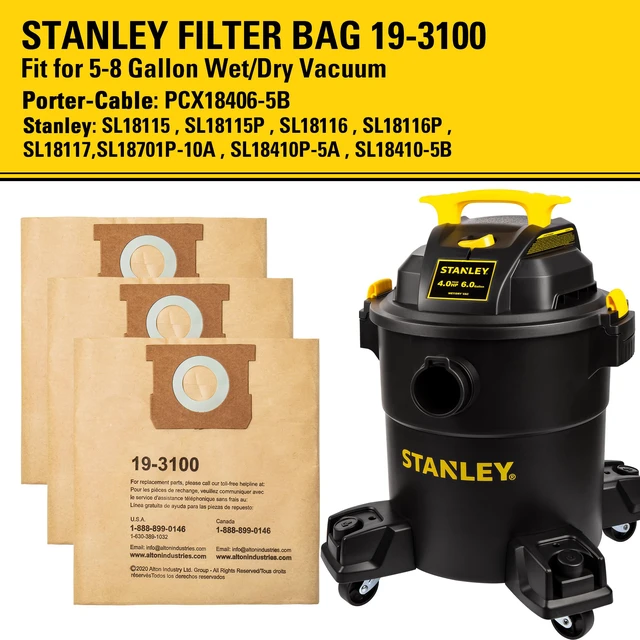 Alt view image 2 of 7 - Filter Bag 19-3100,for 5-8 Gallon Wet/Dry Vacuum,Compatible with SL18115 SL18115P SL18116 SL18116P SL18117 SL18701P-10A SL18410P-5A SL18410-5B and Porter-Cable PCX18406-5B,(Pack of 6)