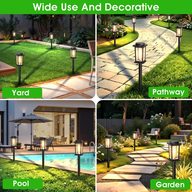 Alt view image 4 of 7 - Solar Pathway Lights Outdoor, 12 Pack Solar Powered Garden Lights Waterproof, Auto On/Off Outdoor Landscape Lights for Patio, Walkway, Driveway, Lawn, Pool Decor. (Warm White)