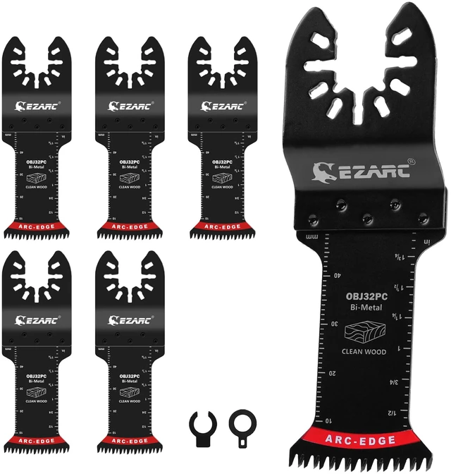 Main image of Bi-Metal Arc Edge Oscillating Tool Blade, Japanese Teeth Oscillating Saw Blades for Clean Cuts in Hard Wood & Plastic, Universal Fit Multitool Blades, 5-Pack