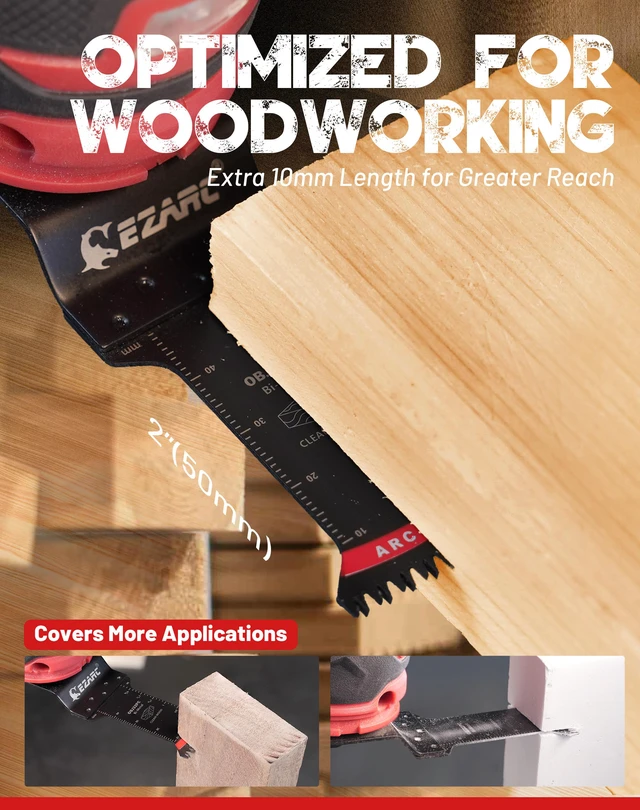 Alt view image 5 of 7 - Bi-Metal Arc Edge Oscillating Tool Blade, Japanese Teeth Oscillating Saw Blades for Clean Cuts in Hard Wood & Plastic, Universal Fit Multitool Blades, 5-Pack