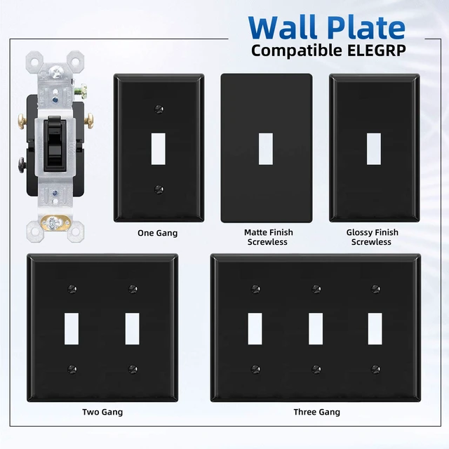 Alt view image 3 of 7 - 3 Way Toggle Light Switch, 15 Amp, 120 V, Toggle Framed AC Quiet Switch, in Wall On/Off Switch Replacement, Self-Grounding, Residential and Commercial Grade, UL Listed (20 Pack, Glossy Black)