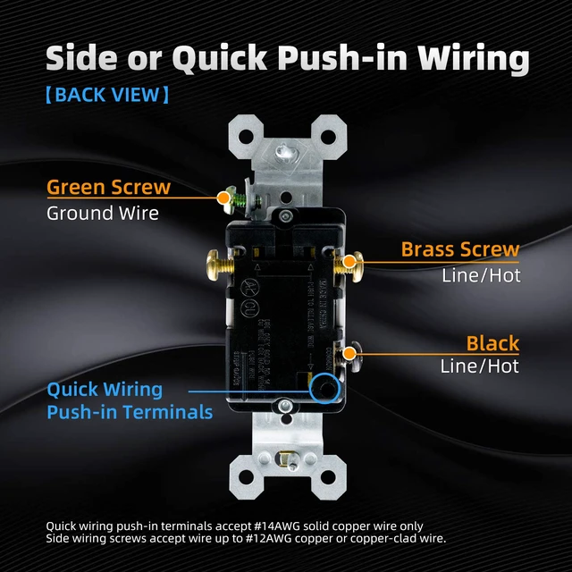 Alt view image 6 of 7 - 3 Way Toggle Light Switch, 15 Amp, 120 V, Toggle Framed AC Quiet Switch, in Wall On/Off Switch Replacement, Self-Grounding, Residential and Commercial Grade, UL Listed (20 Pack, Glossy Black)