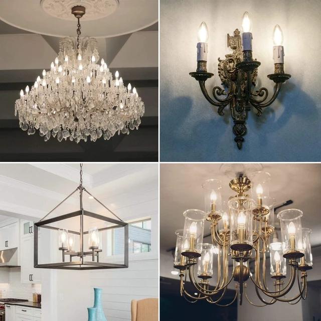 Alt view image 2 of 7 - 8 Pack Dimmable E12 LED Candelabra Bulb 4000K Natural Daylight 60W 600LM, CRI 85+, AC 120V, Type B Bulb for Chandeliers, Ceiling Fans, Clear Glass Candle Shape, Vintage Filament