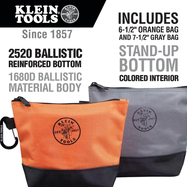 Alt view image 2 of 7 - 80056 Tool Bag Storage Kit, 1680d Stand-Up and Canvas Zipper Pouches, Assorted Colors, 6-Piece