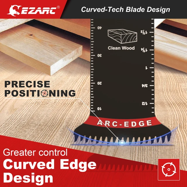 Alt view image 2 of 7 - Japanese Tooth Oscillating Saw Blades - 5 PCS Extra-Long Reach Arc Edge CRV Multitool Blades Clean Cut for Wood and Plastic, Universal Quick Release Oscillating Tool Blades Kits