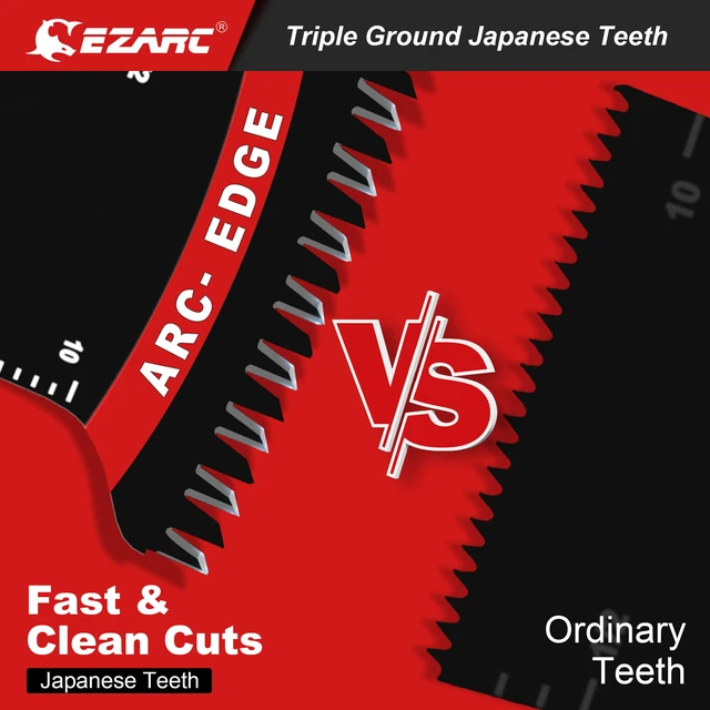 Alt view image 4 of 7 - Japanese Tooth Oscillating Saw Blades - 5 PCS Extra-Long Reach Arc Edge CRV Multitool Blades Clean Cut for Wood and Plastic, Universal Quick Release Oscillating Tool Blades Kits