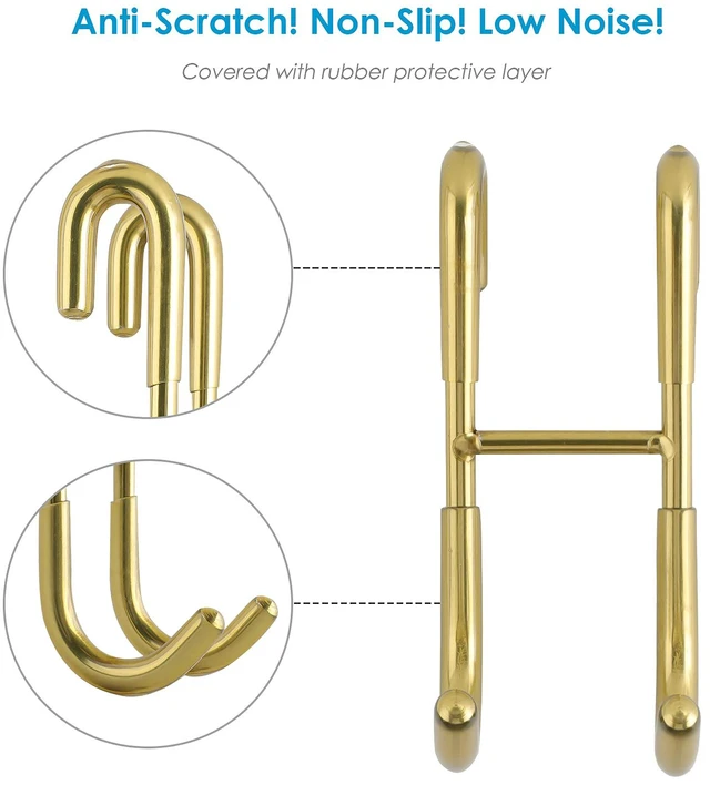 Alt view image 2 of 6 - Squeegee Hooks for Towel Bathroom Frameless Glass Shower Door (4-Pack), Gold