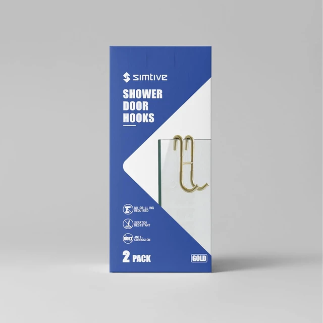 Alt view image 6 of 6 - Squeegee Hooks for Towel Bathroom Frameless Glass Shower Door (4-Pack), Gold