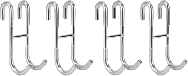 Main image of Shower Door Hooks (4-Pack), Towel Hooks for Bathroom Frameless Glass Door, Shower Squeegee Hooks, Silver