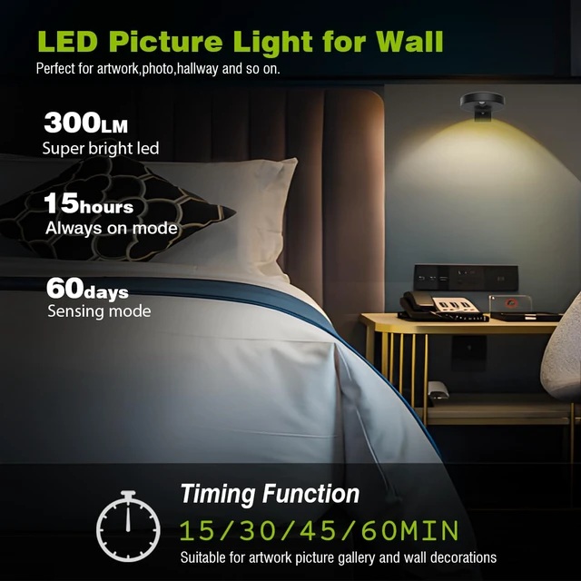 Alt view image 4 of 7 - 6Pack Wireless Picture Lights for Wall Rechargeable Battery Picture Frame Light with Remote LED Magnetic Art Display Light Dimmable&Timer Wall Sconce for Painting Poster Artwork Home Lighting Decor