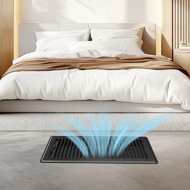 Alt view image 5 of 7 - Floor Register Fits 6x14 or 14x6 Duct Opening, Heavy Duty Steel Floor Vents Wide Adjustable Louvers Floor Vent Covers for Maximum Airflow, Air Register Ideal for Home & Large Spaces, Black, 4 Pack