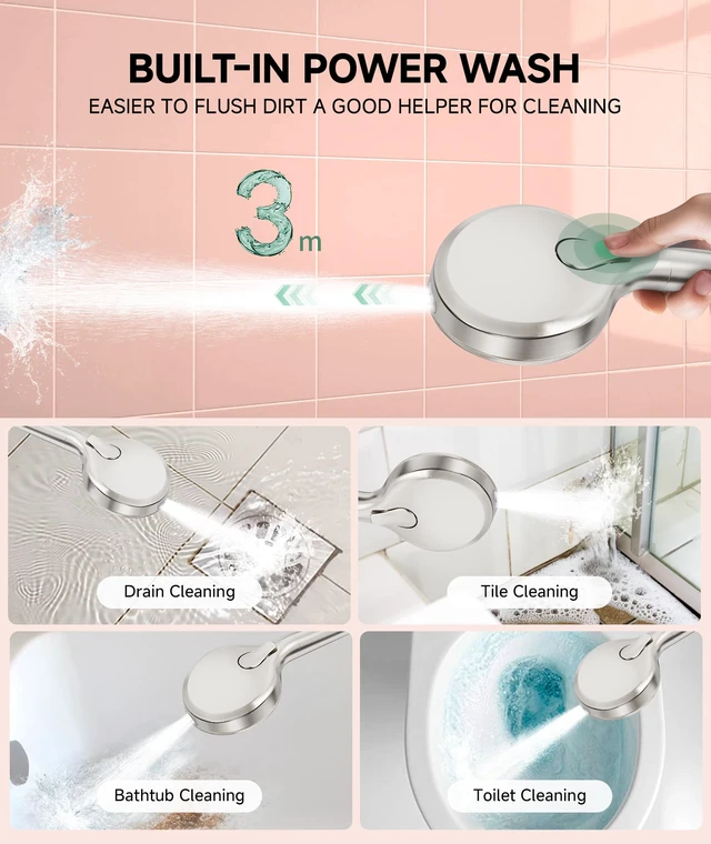 Alt view image 5 of 7 - Filtered Shower Head with Handheld,9-Spray Setting Detachable Shower Head with 4 Filters for Hard Water - Filter Chlorine, Improve Skin and Hair Texture (4 Filters, Brushed Nickel)