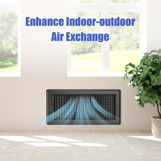 Alt view image 6 of 7 - Floor Register Fits 6x14 or 14x6 Duct Opening, Heavy Duty Steel Floor Vents Wide Adjustable Louvers Floor Vent Covers for Maximum Airflow, Air Register Ideal for Home & Large Spaces, Black, 4 Pack