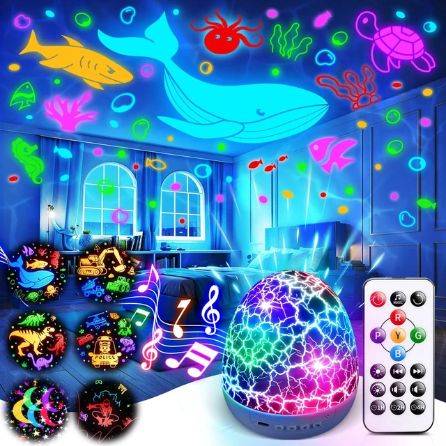 Main image of Star Projector Night Light for Kids, 6 Films & 15 Lullabies White Noise Sound Machine, Sensory Toys for Boys Toddlers, 360 Rotation Remote Timer Dino Egg Lights for 1-9 Boy Birthday Gifts